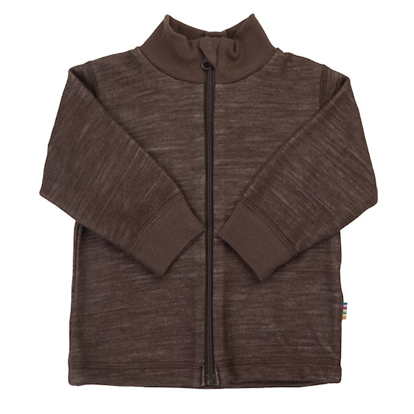 Joha Merinowolle Cardigan in Dunkelbraun aus 100% Wolle mit Reissverschluss für Babys und Kinder im Bärechind Winterthur Schweiz