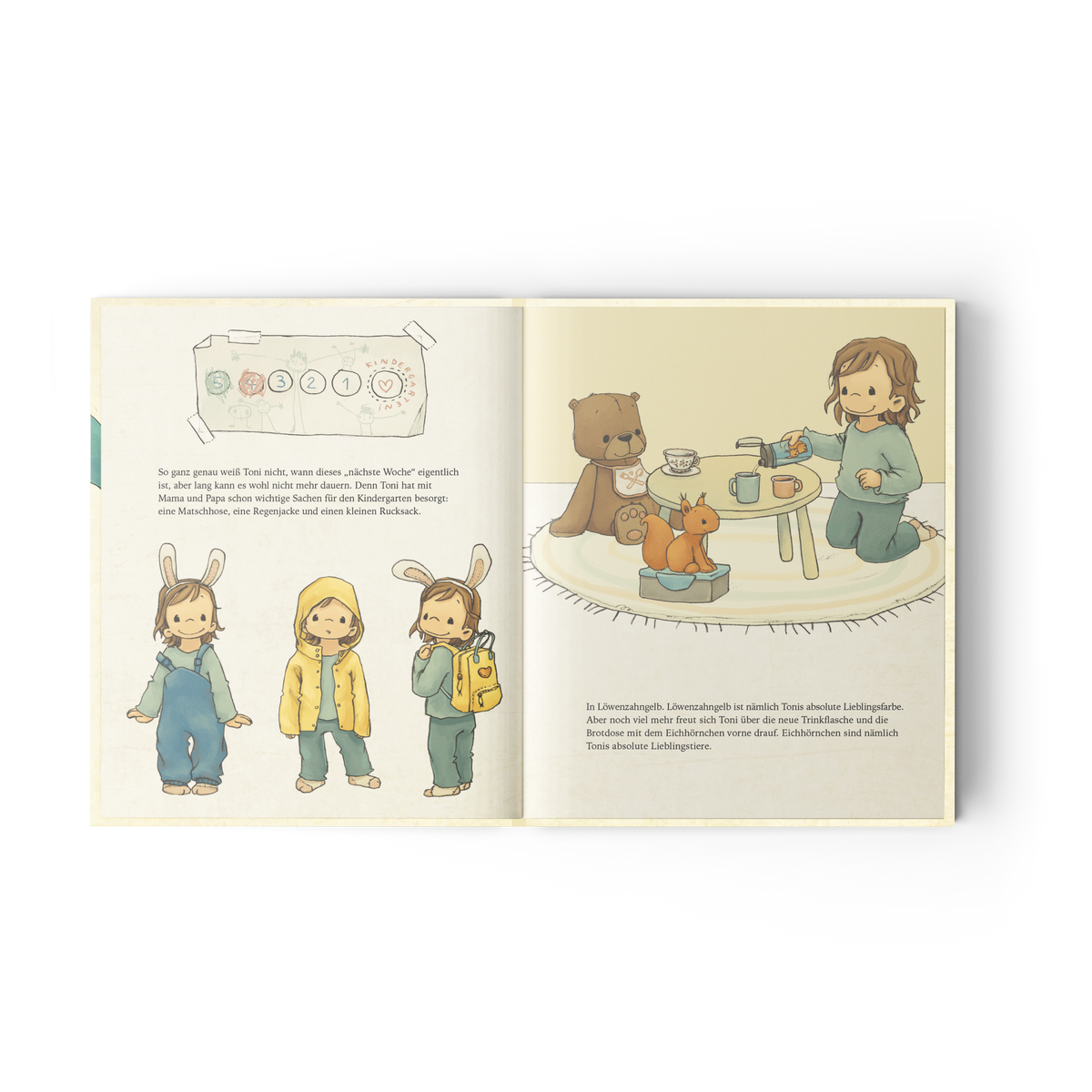 Kinder spielen gemeinsam am Tisch, Innenseite aus dem Bilderbuch Trennungsherz