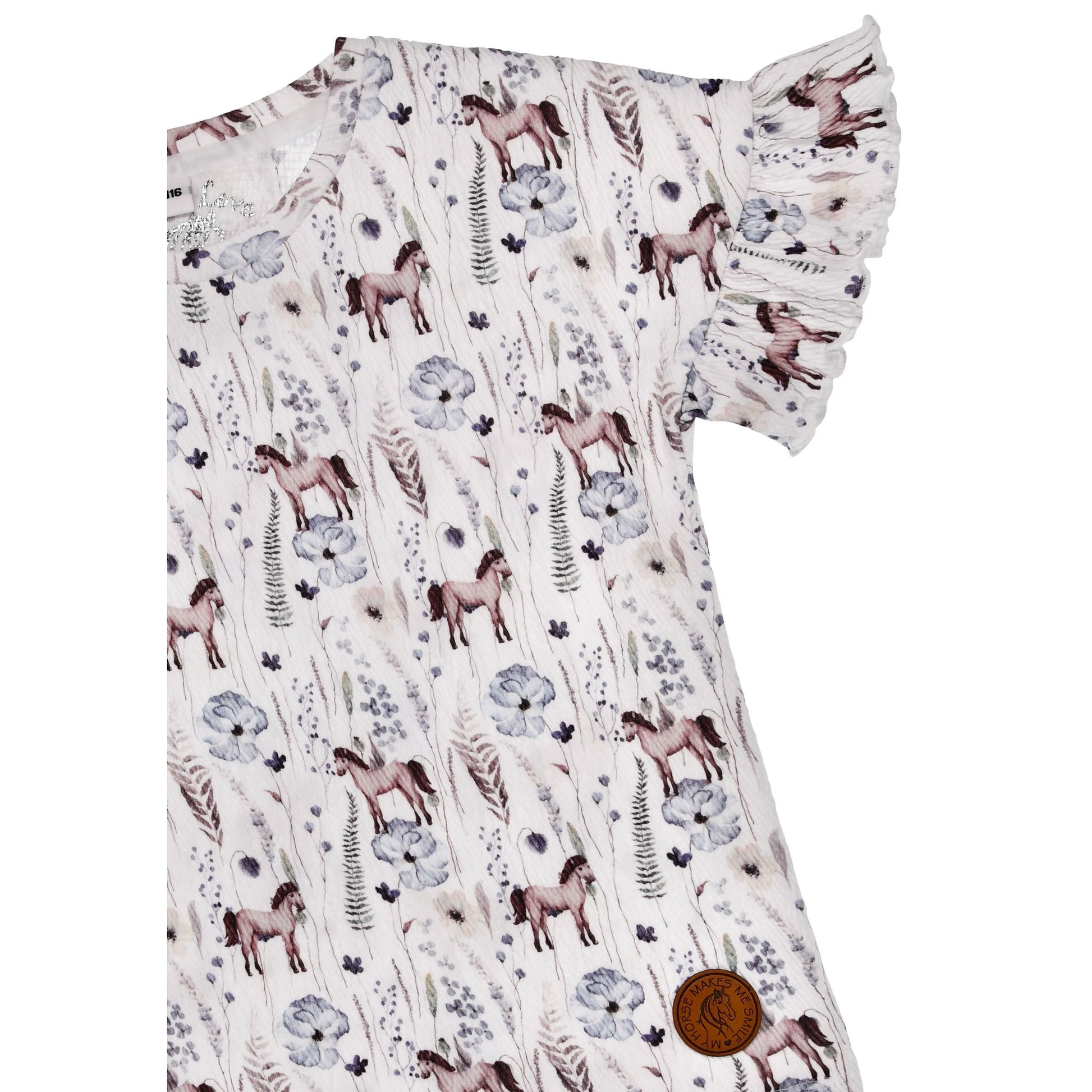 Kinder Bluse mit Pferdeprint und Blumen für Mädchen – leichte Sommerbluse bei Bärechind Kinderladen Winterthur Schweiz