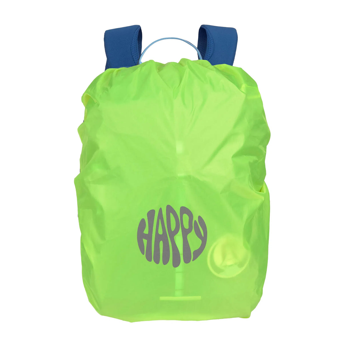 Integrierter grüner Regenschutz des Lässig Wanderrucksacks Unique in Blau Grün, wasserdicht für Schulkinder, im Bärechind Winterthur.