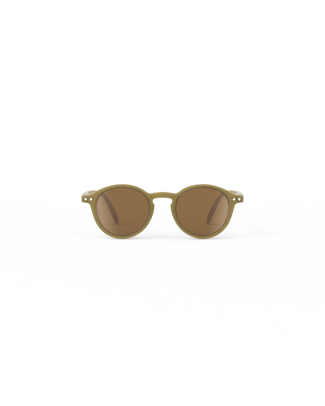 IZIPIZI Kinder Sonnenbrille Olive Frontansicht mit runden Gläsern – erhältlich bei Bärechind in Winterthur, Zürich, Schweiz