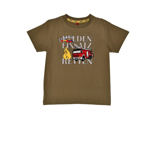 Kinder T-Shirt mit Feuerwehr, Helikopter und „Helden im Einsatz“ Print von Bondi – Jungen Shirt bei Bärechind Winterthur Schweiz