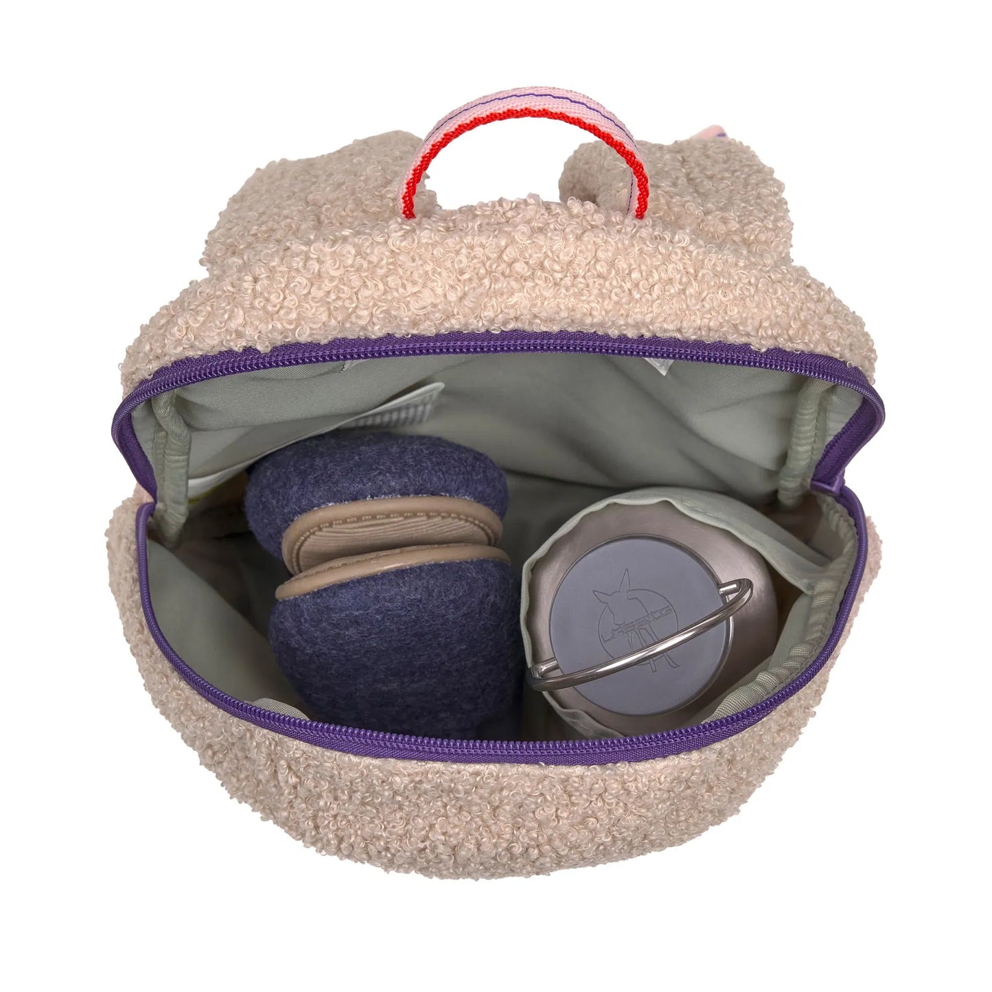 Innenansicht Tiny Team Rucksack von Lässig mit Trinkflaschenhalter, erhältlich bei Bärechind Winterthur, Zürich, Schweiz.
