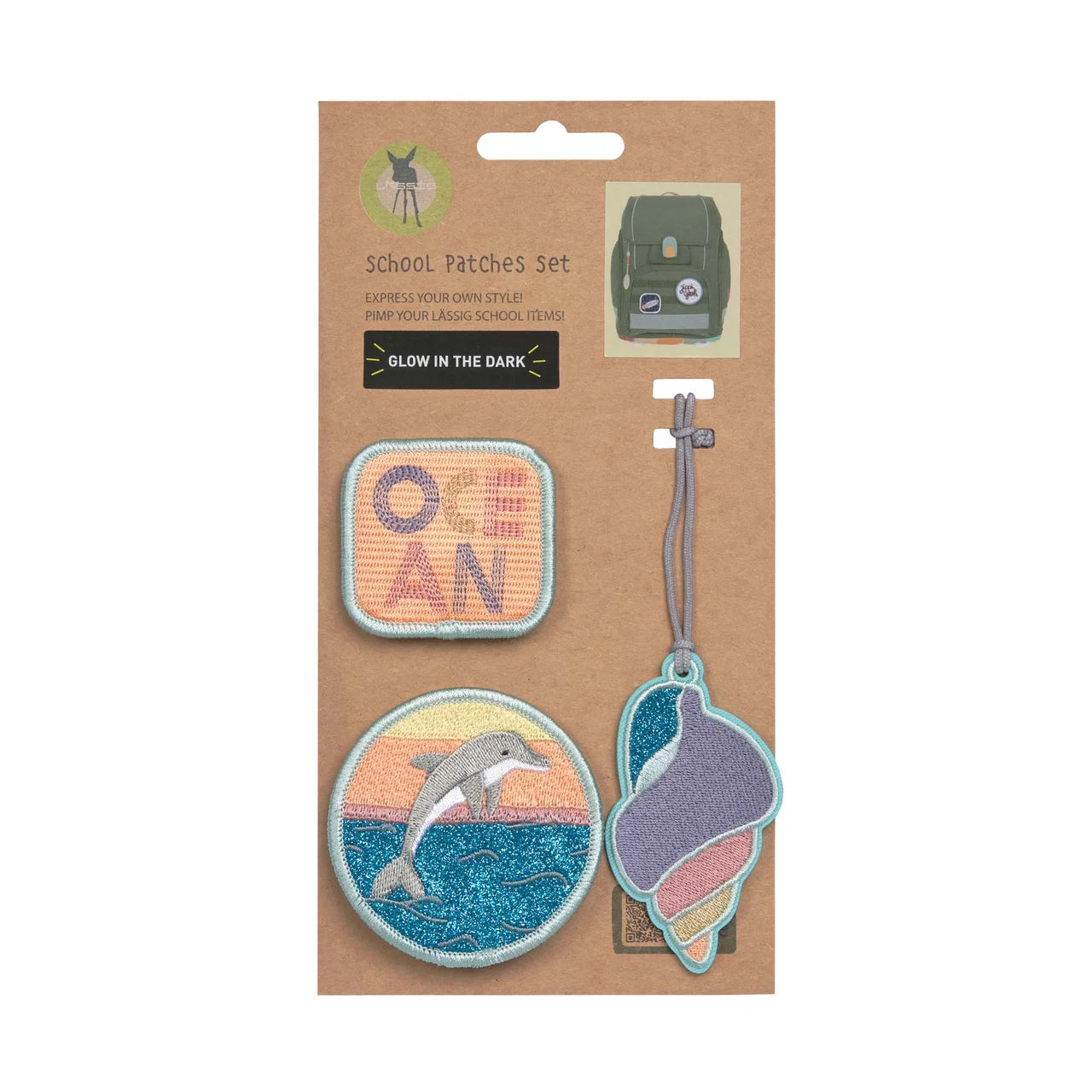 Verpackung des LÄSSIG Anhänger und Patches Delfin Sets bei Bärechind Winterthur Zürich Schweiz