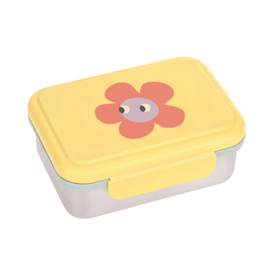 Lässig Brotdose Edelstahl mit Blumenmotiv, Vorderansicht