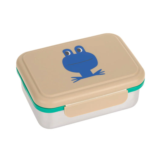Lässig Brotdose Edelstahl mit Frosch-Motiv, Vorderansicht