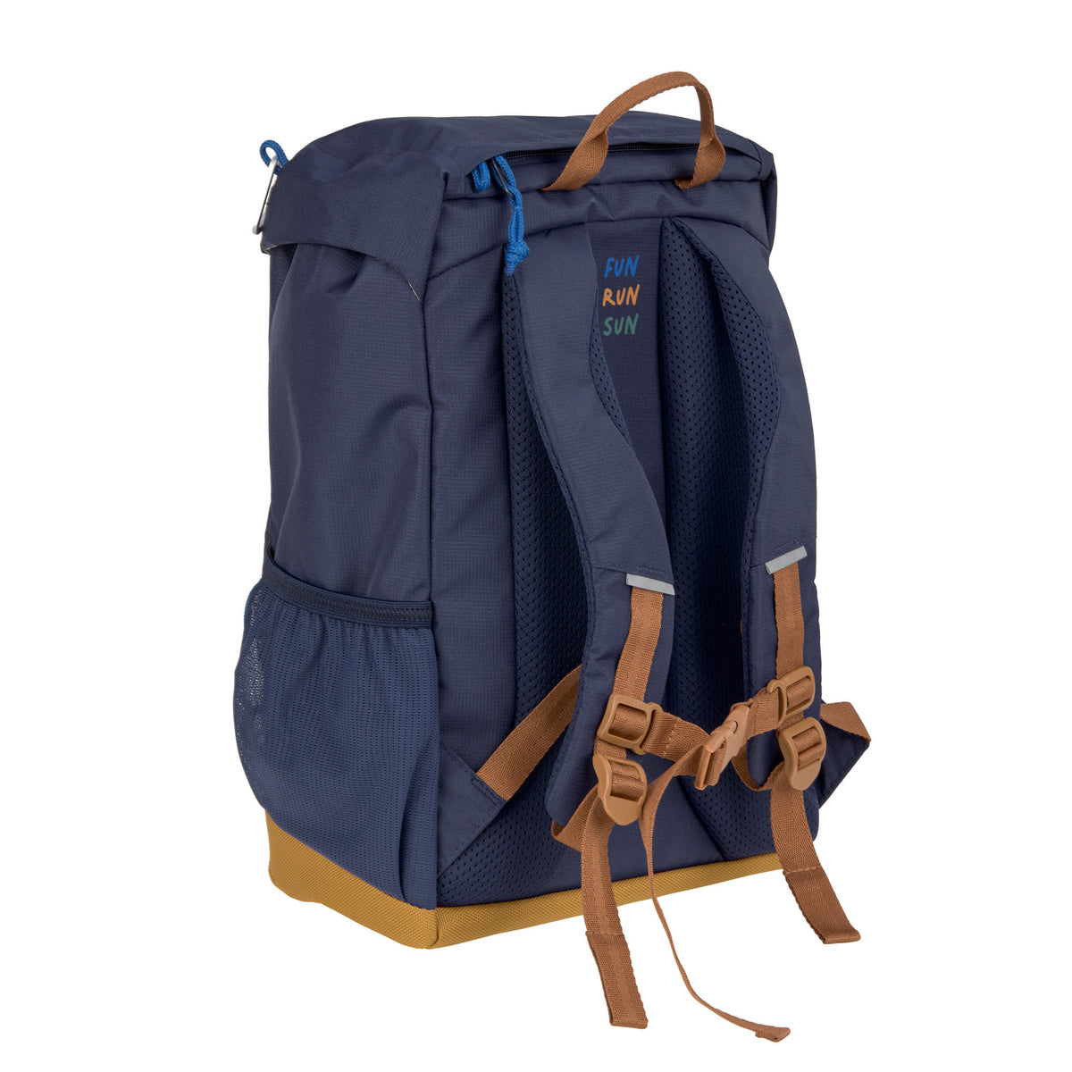 Rückansicht des Lässig Wanderrucksacks in Navy mit verstellbaren Schultergurten, im Bärechind Winterthur.