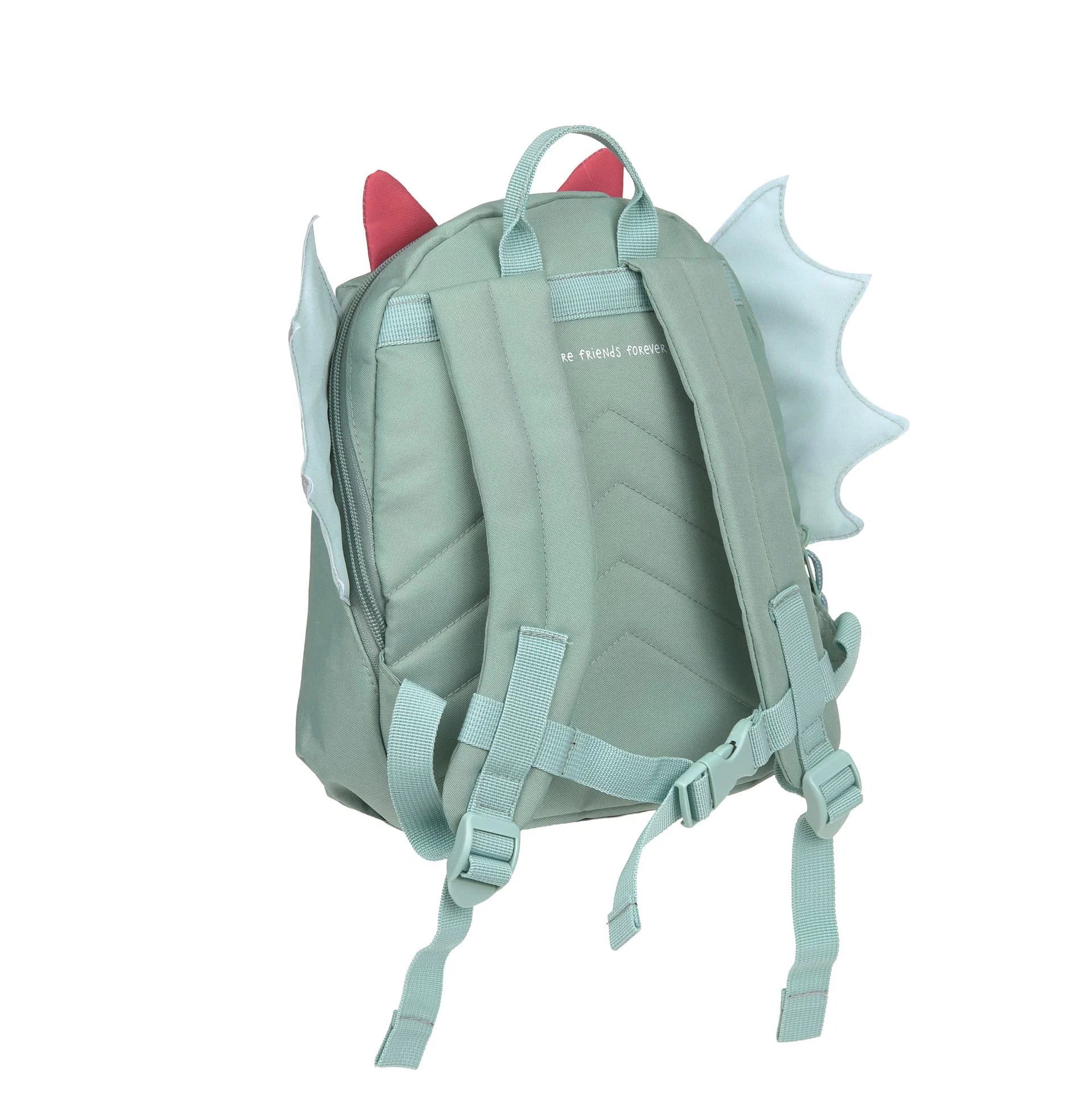Lässig Kinderrucksack Tiny Team Drachen, Rückansicht mit gepolsterten Trägern