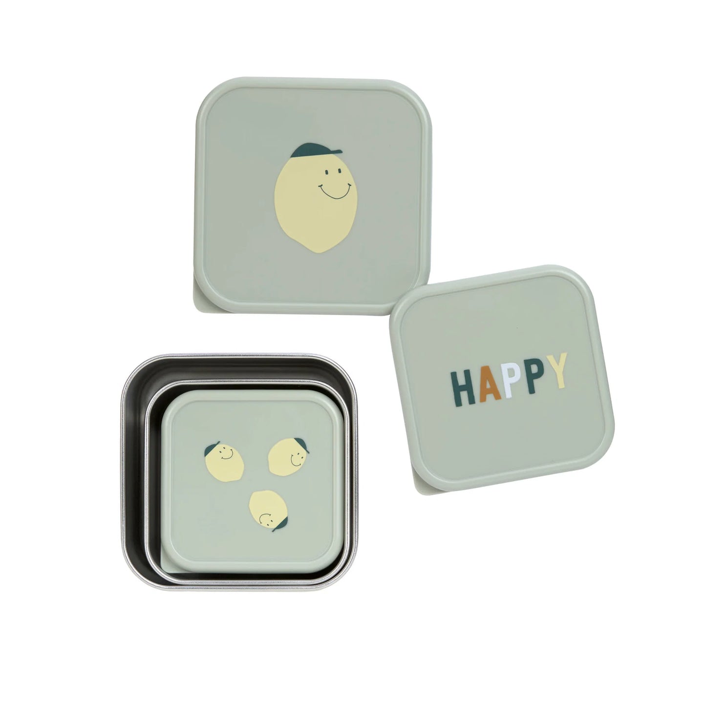 Deckel der LÄSSIG Snackbox 3er-Set Lemon im Detail, erhältlich bei Bärechind