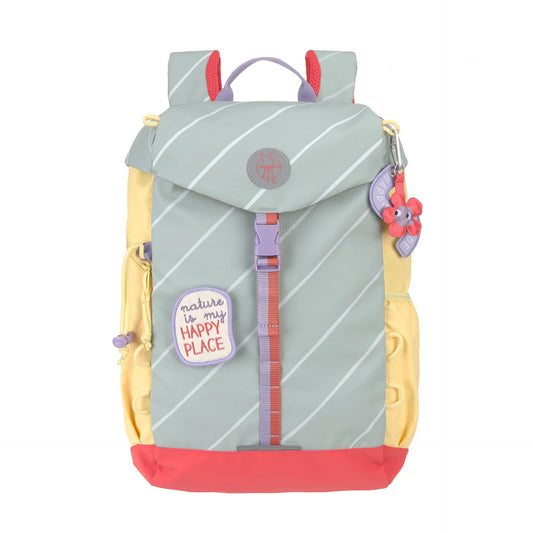 Lässig Wanderrucksack Kinder 14 Liter Happy Trails Blume in der Vorderansicht, nachhaltiger Kinderrucksack für Kindergarten, Schule und Ausflüge im Bärechind Winterthur.