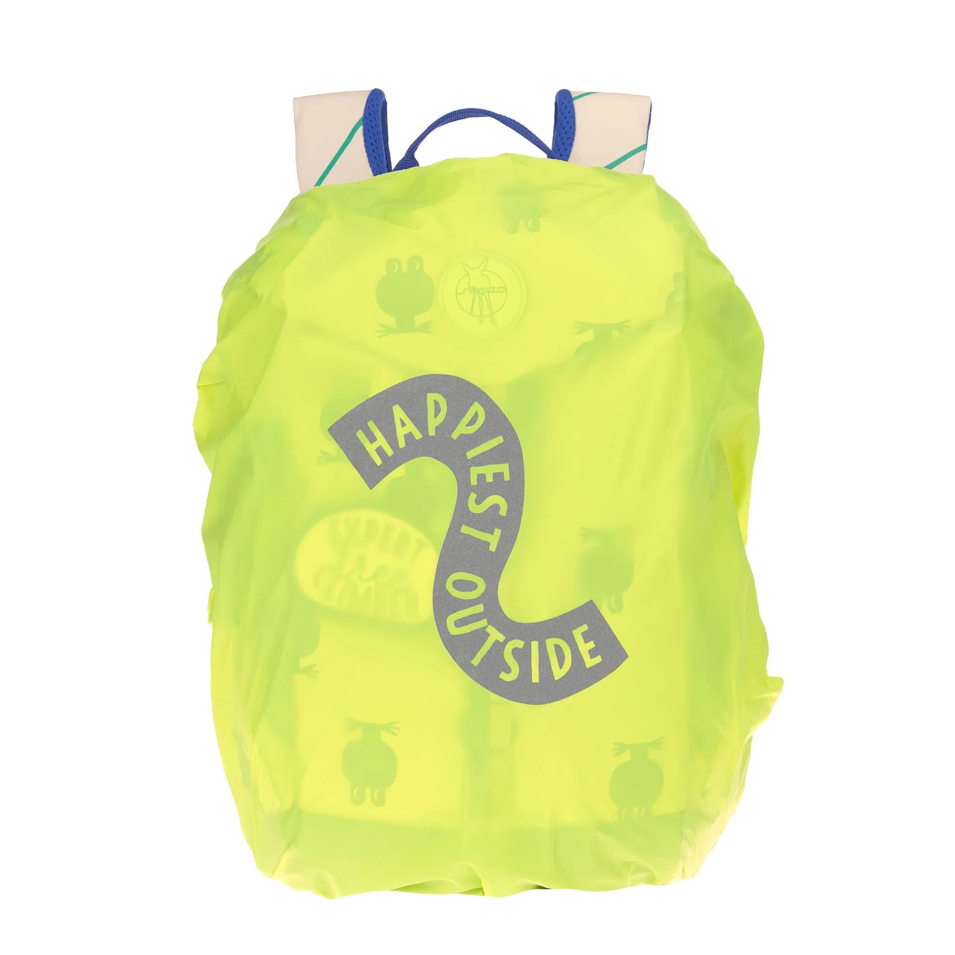 Lässig Wanderrucksack Happy Trails Frosch mit leuchtender Regenhülle für Ausflüge und Wanderungen bei jedem Wetter, erhältlich im Bärechind Winterthur.