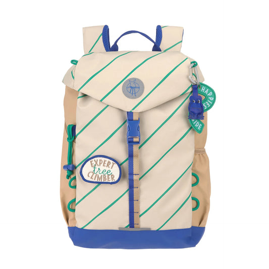 Lässig Wanderrucksack Kinder 14 Liter Happy Trails Frosch in der Vorderansicht, robuster Kinderrucksack für Kindergarten, Freizeit und Wanderungen im Bärechind Winterthur.