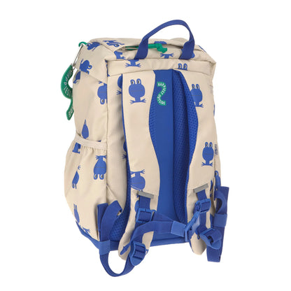 Rückseite des Lässig Wanderrucksacks Happy Trails Frosch 9 Liter mit gepolsterten Schultergurten und Brustgurt für kleine Wanderer, im Bärechind Winterthur.