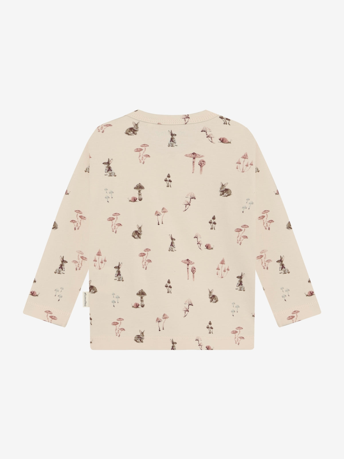 Rückansicht vom Langarmshirt für Kinder in Sandfarbe mit Hasenprint, aus elastischer Baumwolle – erhältlich bei Bärechind Winterthur
