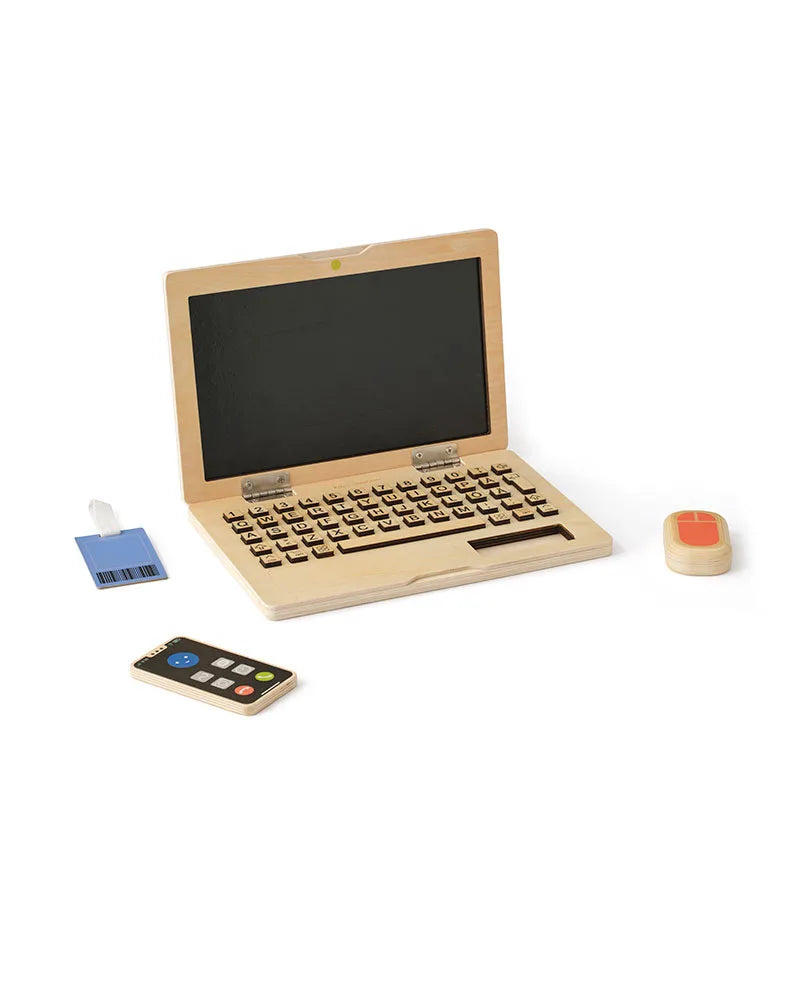 Kinder Laptop Spielset aus Holz mit Tafel Bildschirm – erhältlich bei Bärechind Winterthur Zürich Schweiz.