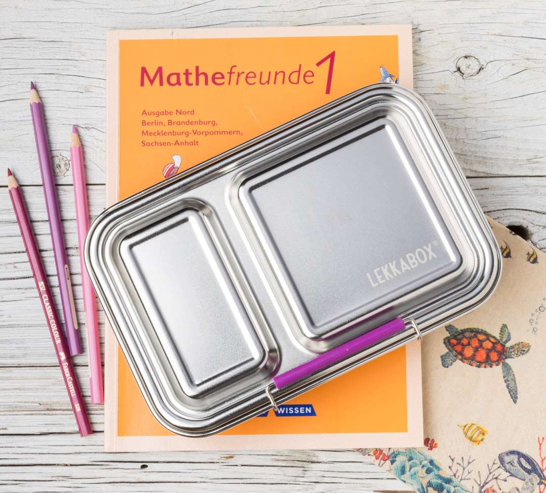 Lekkabox Duo Edelstahl Brotdose für Kindergarten und Schule, Znünibox aus Edelstahl