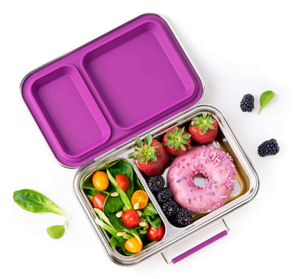 Lekkabox Duo Brotdose befüllt mit Znüni, gesunde Kinder Lunchbox aus Edelstahl
