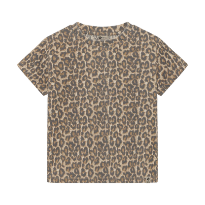Leo Print Kinder T Shirt aus Baumwolle beige nachhaltige Kindermode Kinderladen Winterthur Bärechind