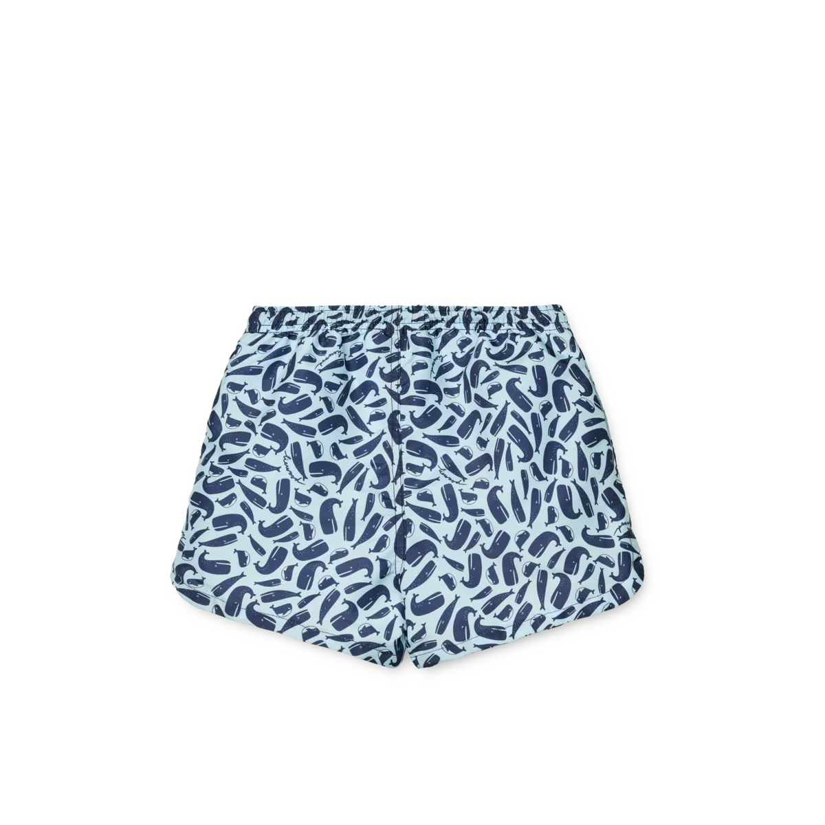 Rückansicht der Liewood Aiden Board Shorts für Kinder in Ocean Pure Sky. Nachhaltiges Material mit Mesh-Futter für Komfort. Erhältlich in Winterthur, Zürich, Schweiz.