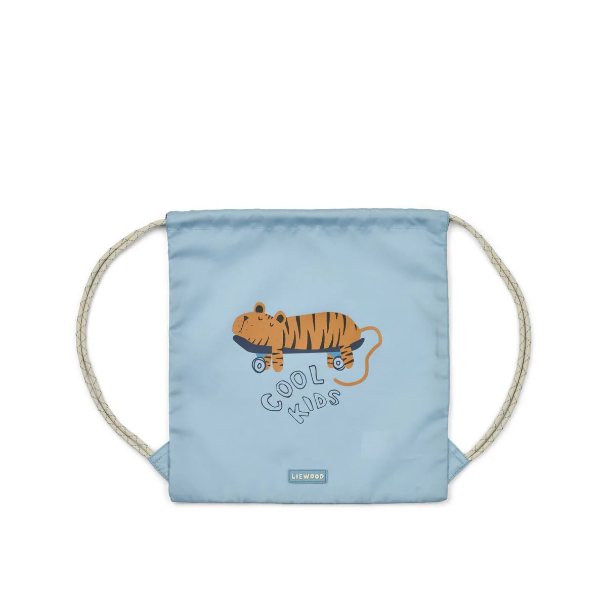 Liewood Danella Turnbeutel mit Tiger Motiv Beach Blue für Kinder – erhältlich bei Bärechind Kinderladen in Winterthur, Zürich Schweiz.