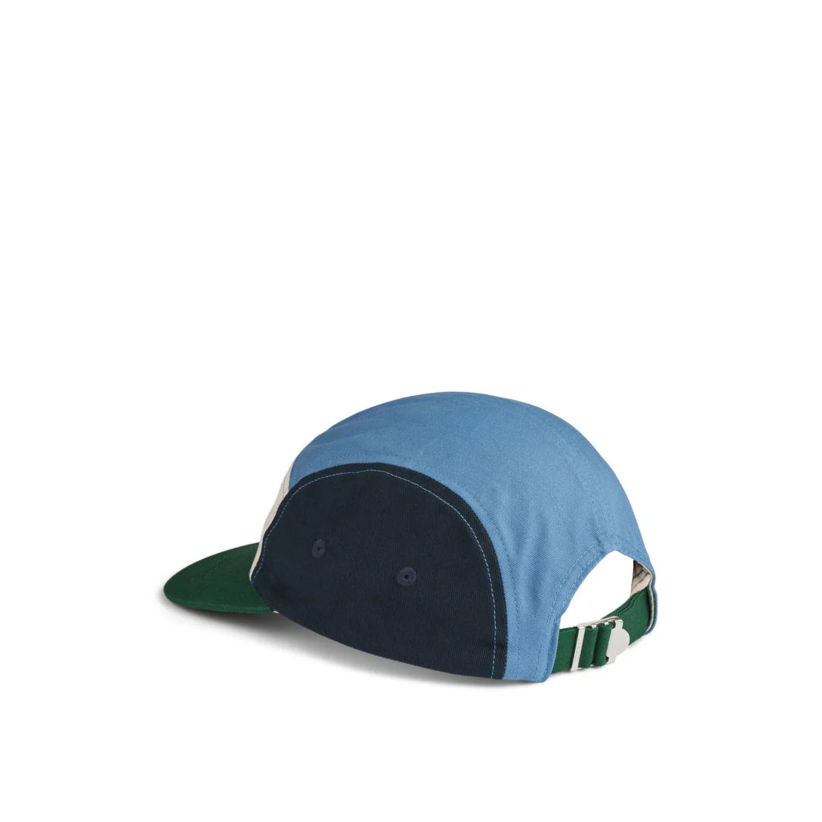 Rückansicht der Liewood Kinder Cap mit Bus Motiv in Blau und Grün für Kinder