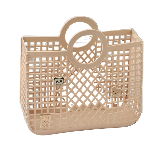 Liewood Kinder Korbtasche aus recyceltem Kunststoff in beige, nachhaltiges Kinderaccessoire im Bärechind Winterthur Zürich Schweiz.