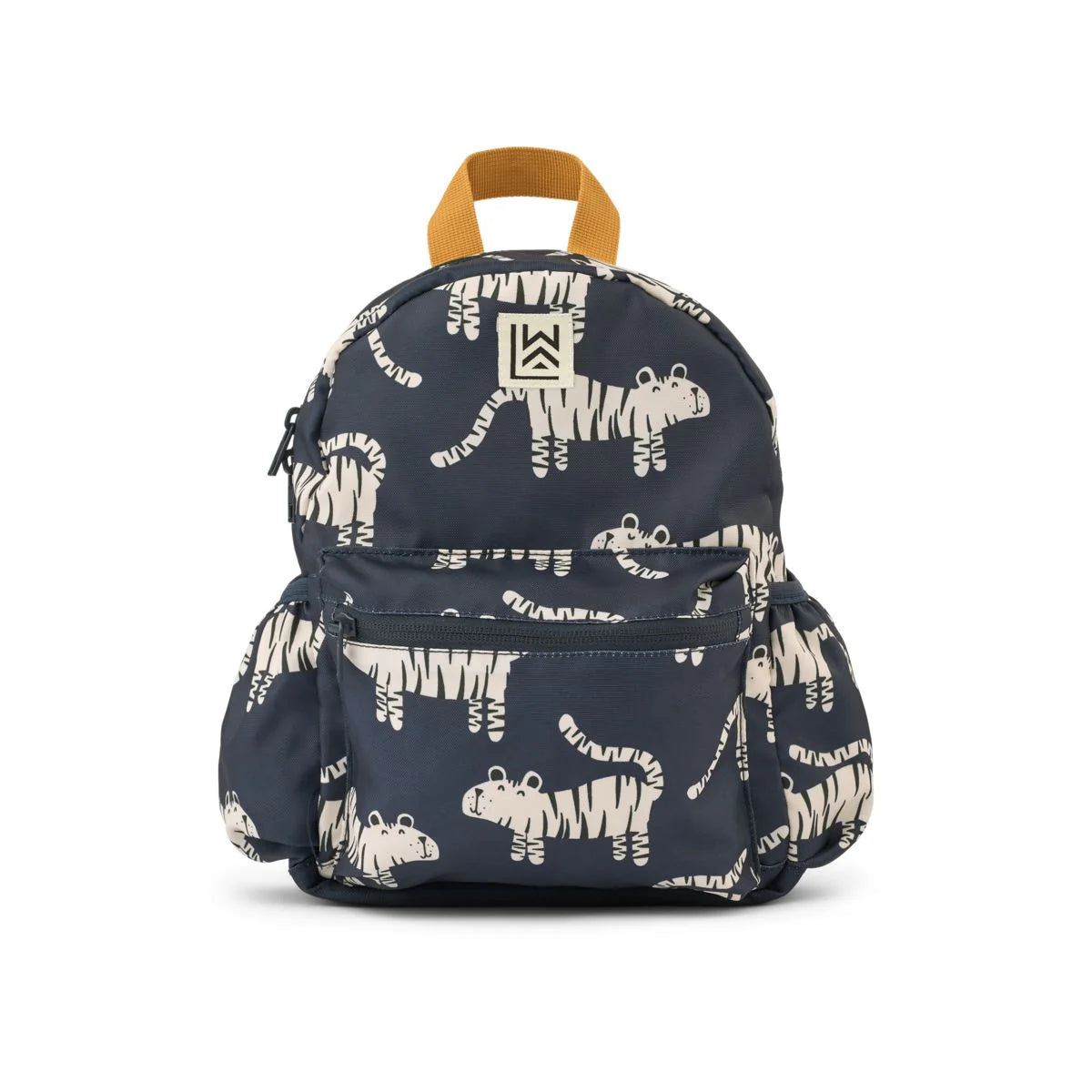 Rückansicht des Liewood Kinder Rucksacks mit Tiger Muster für Kindergarten und Freizeit