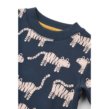 Detailansicht des Liewood Kinder Sweatshirts mit Tiger Print und weichen Bündchen