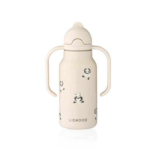 Liewood Kinder Trinkflasche aus Silikon mit Panda-Motiv, nachhaltige Trinkflasche im Bärechind Winterthur Zürich Schweiz.