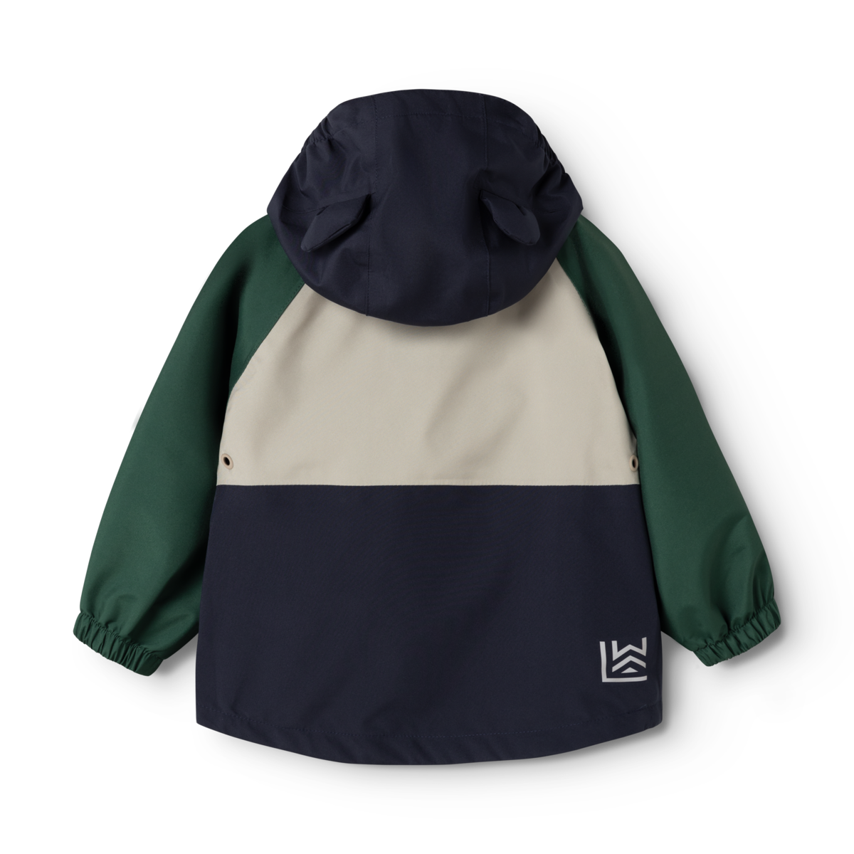 Abnehmbare Kapuze der Regenjacke Manu mit Tierohren-Detail