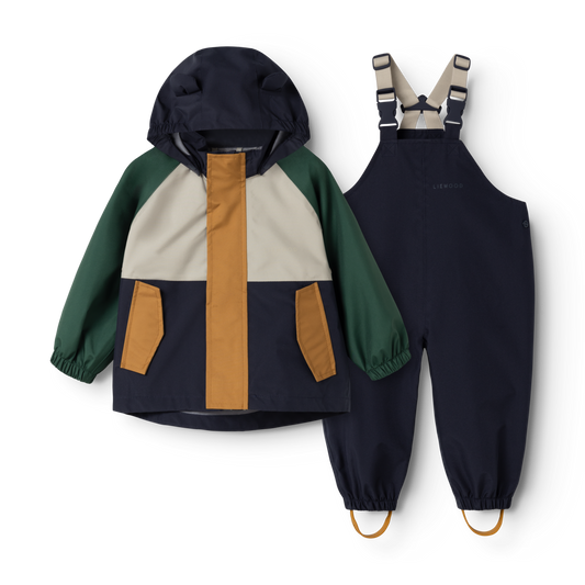 Liewood Manu Regenset in Garden Green Multi Mix, Jacke und Hose im Set