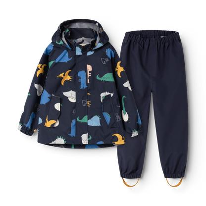 Liewood Pedia Regenanzug in Classic Navy mit buntem Dino Roar Muster und Regenhose