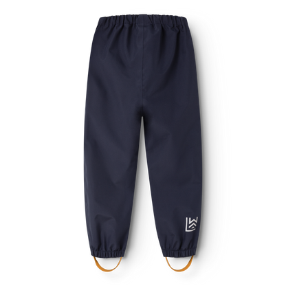 Dunkelblaue Liewood Pedia Regenhose für Kinder mit elastischem Bund und Fussstegen