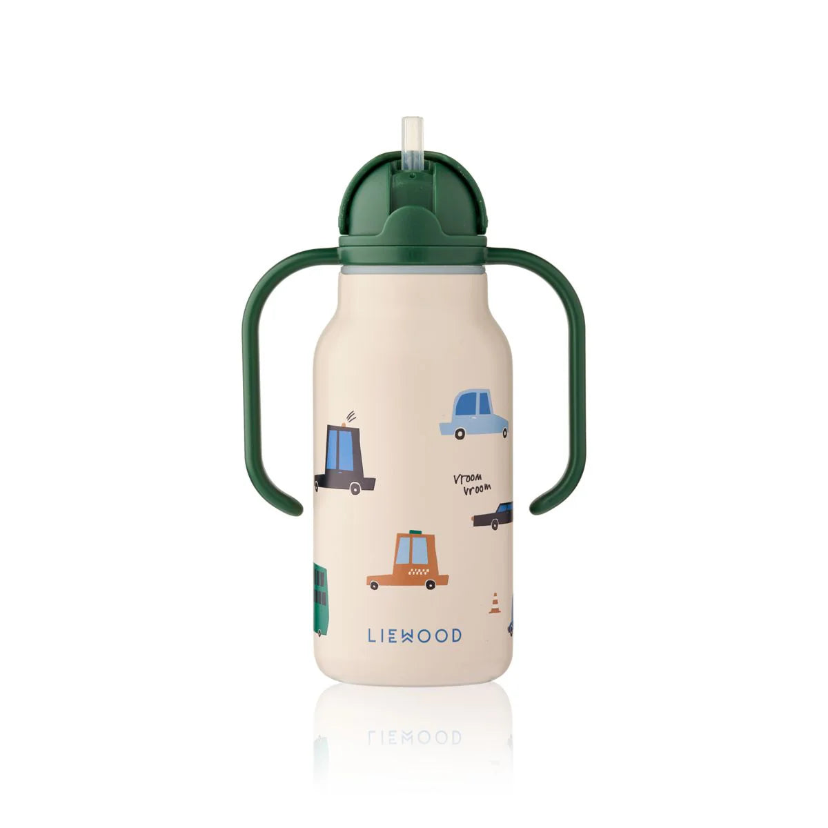 Liewood Edelstahl Trinkflasche mit Fahrzeugen für Kindergarten und Ausflüge