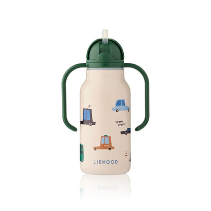 Liewood Edelstahl Trinkflasche mit Fahrzeugen für Kindergarten und Ausflüge