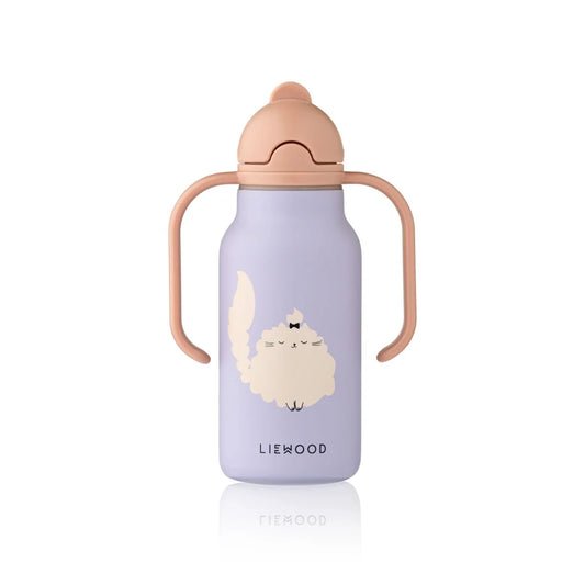 Liewood Trinkflasche aus Edelstahl mit Katzen Motiv und Griffen für Kinder im Bärechind Winterthur