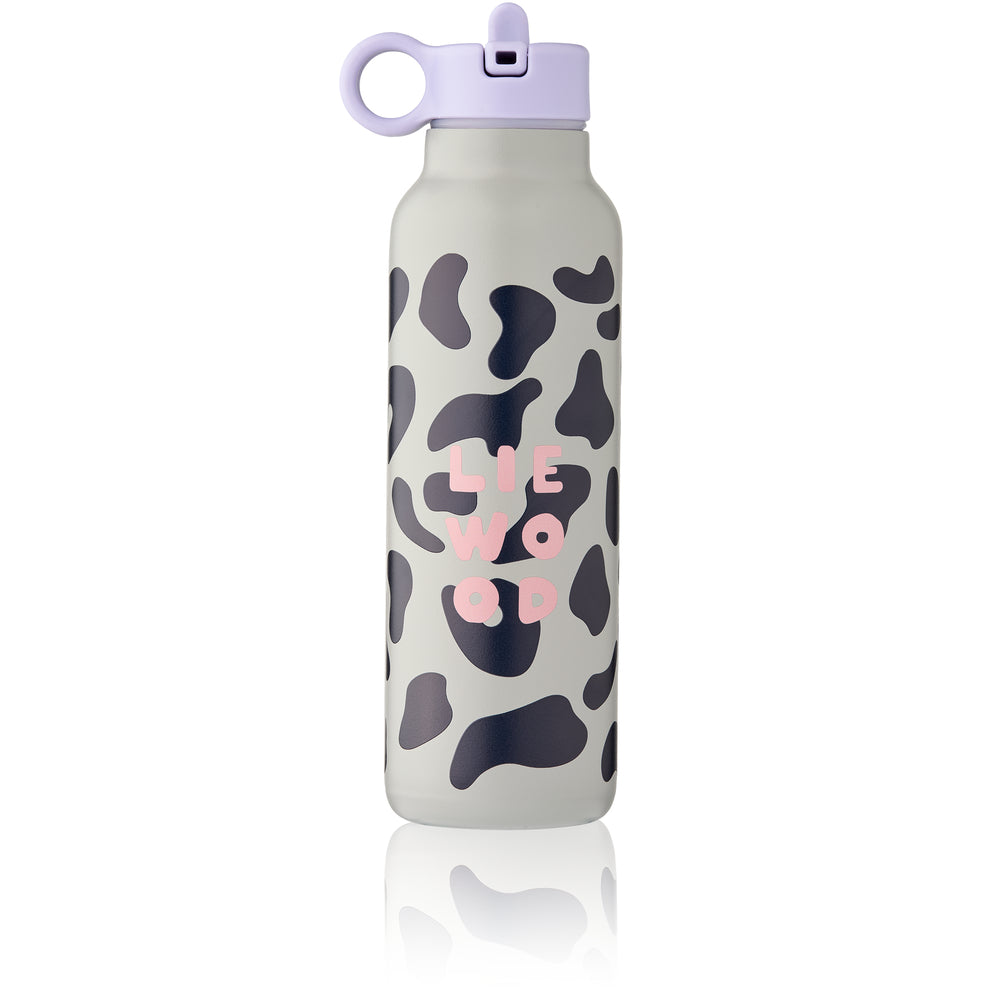 Liewood Trinkflasche aus Edelstahl mit Leoparden Muster und Love Schriftzug für Kinder im Bärechind Winterthur