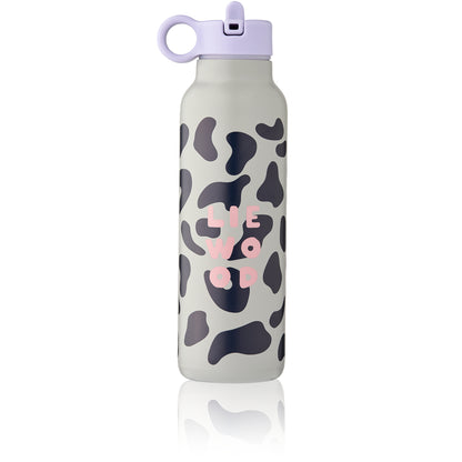 Liewood Trinkflasche aus Edelstahl mit Leoparden Muster und Love Schriftzug für Kinder im Bärechind Winterthur