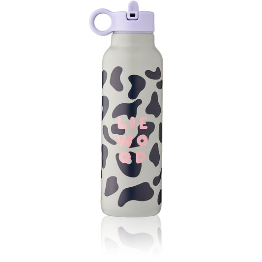 Liewood Trinkflasche aus Edelstahl mit Leoparden Muster und Love Schriftzug für Kinder im Bärechind Winterthur