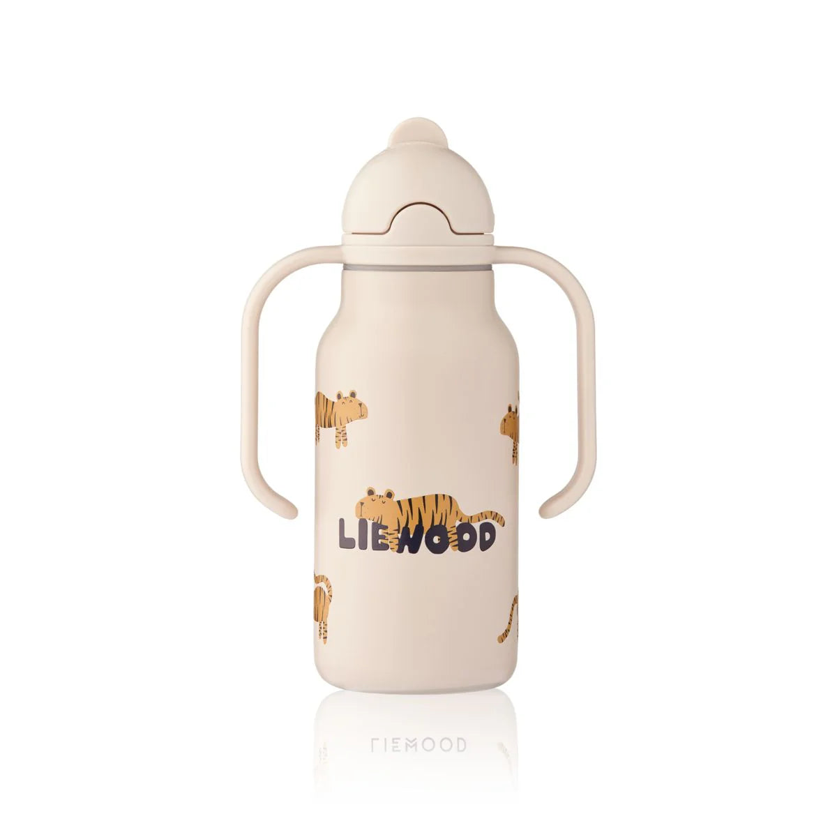 Liewood Trinkflasche aus Edelstahl mit Tiger Motiv und Griffen für Kinder im Bärechind Winterthur