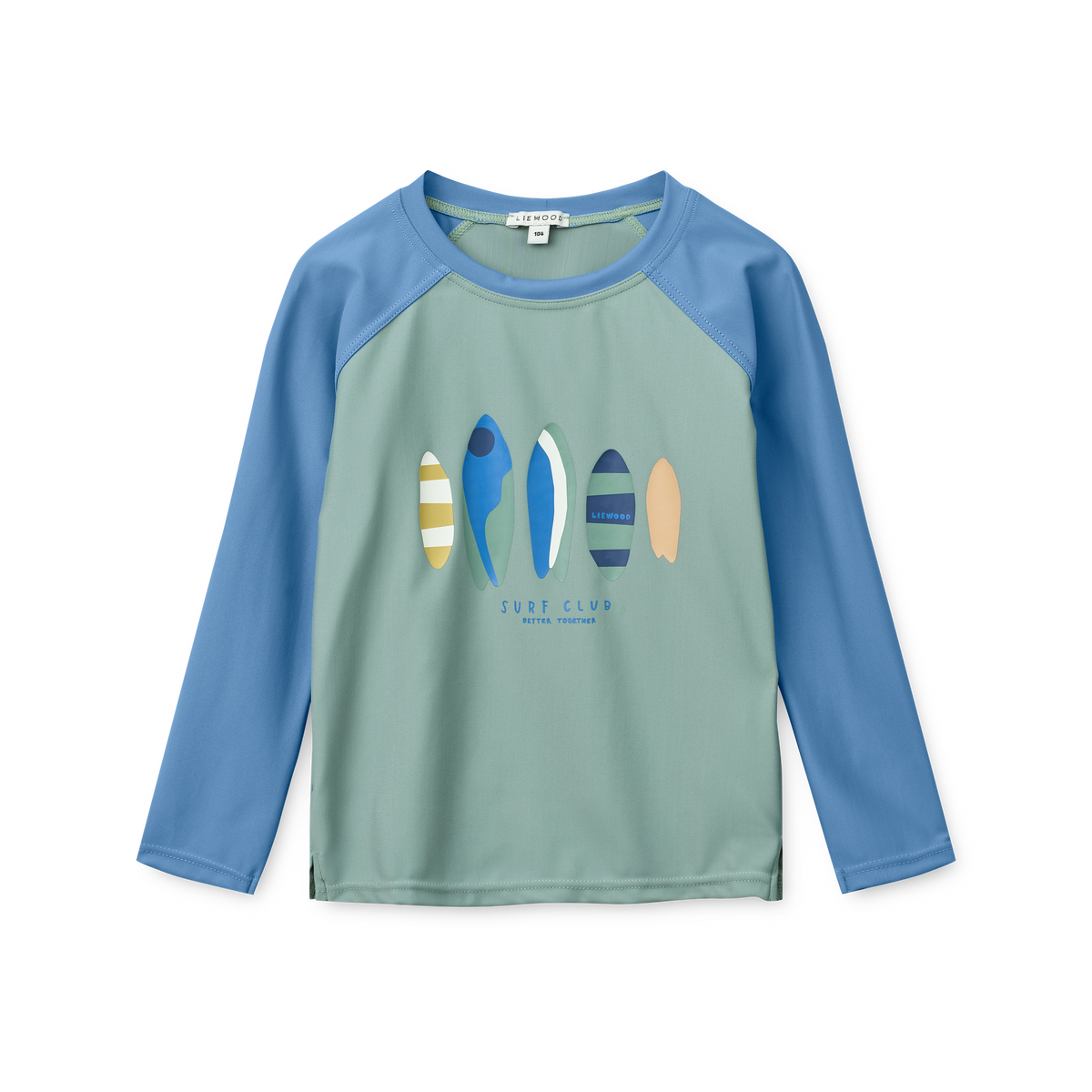 Liewood UV Shirt Surf Club in Blau und Grün mit langen Ärmeln für Kinder im Bärechind Winterthur
