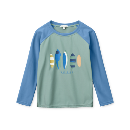 Liewood UV Shirt Surf Club in Blau und Grün mit langen Ärmeln für Kinder im Bärechind Winterthur