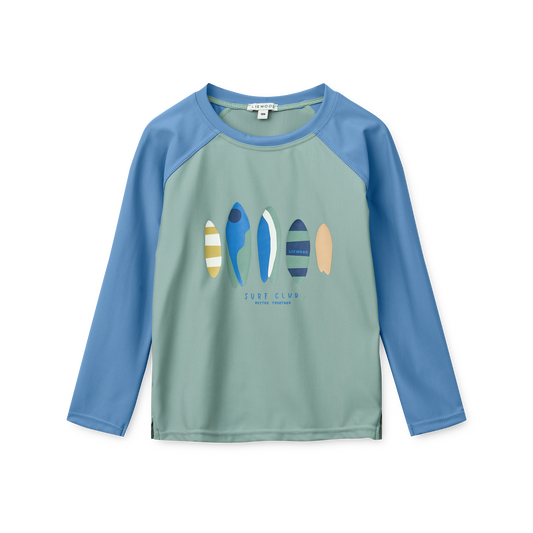 Liewood UV Shirt Surf Club in Blau und Grün mit langen Ärmeln für Kinder im Bärechind Winterthur