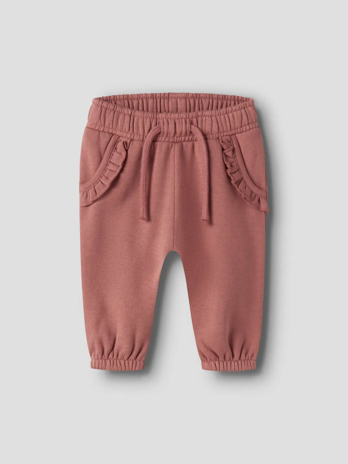 Baumwolle Baby-Jogginghose von Lil'Atelier mit Rüschen in Withered Rose, Vorderansicht