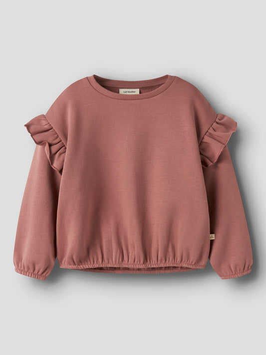 Baumwolle Sweatshirt von Lil'Atelier mit Rüschen in Withered Rose, Vorderansicht