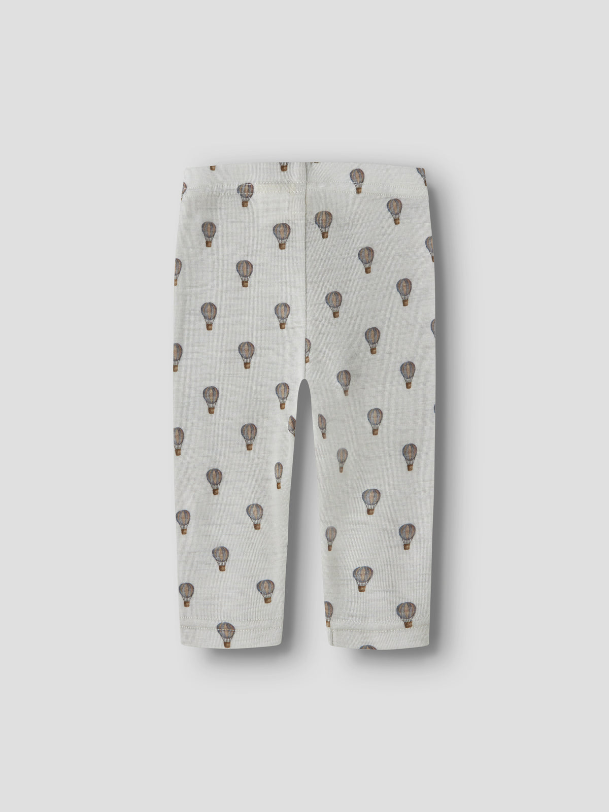 Rückansicht der Baby-Merinowoll-Legging mit Heissluftballon-Print in Oyster Mushroom