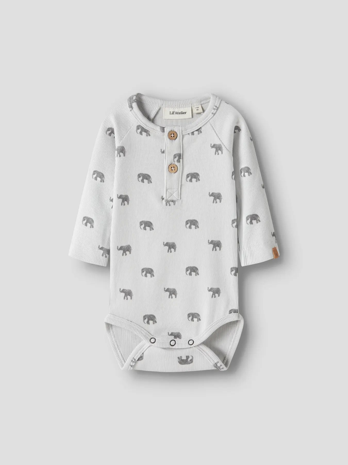 LIL'ATELIER Langarmbody aus Rippstoff mit Elefantenmuster bei Bärechind Winterthur Zürich Schweiz