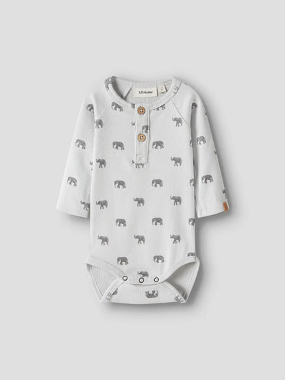 LIL'ATELIER Langarmbody aus Rippstoff mit Elefantenmuster bei Bärechind Winterthur Zürich Schweiz