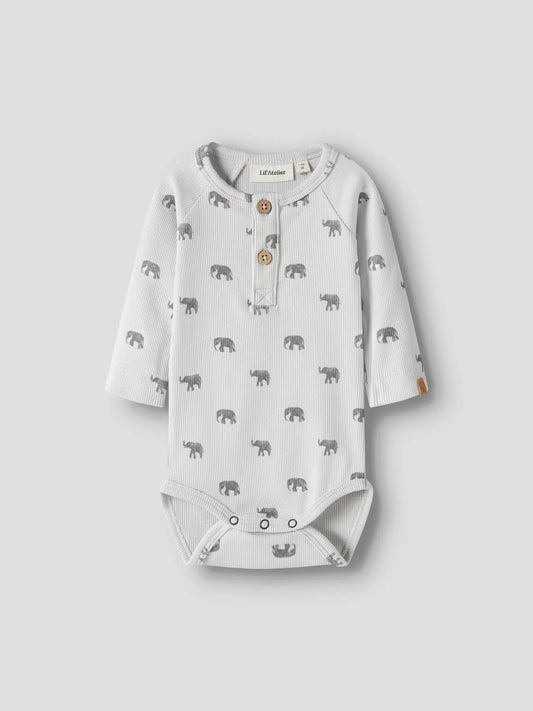 LIL'ATELIER Langarmbody aus Rippstoff mit Elefantenmuster bei Bärechind Winterthur Zürich Schweiz
