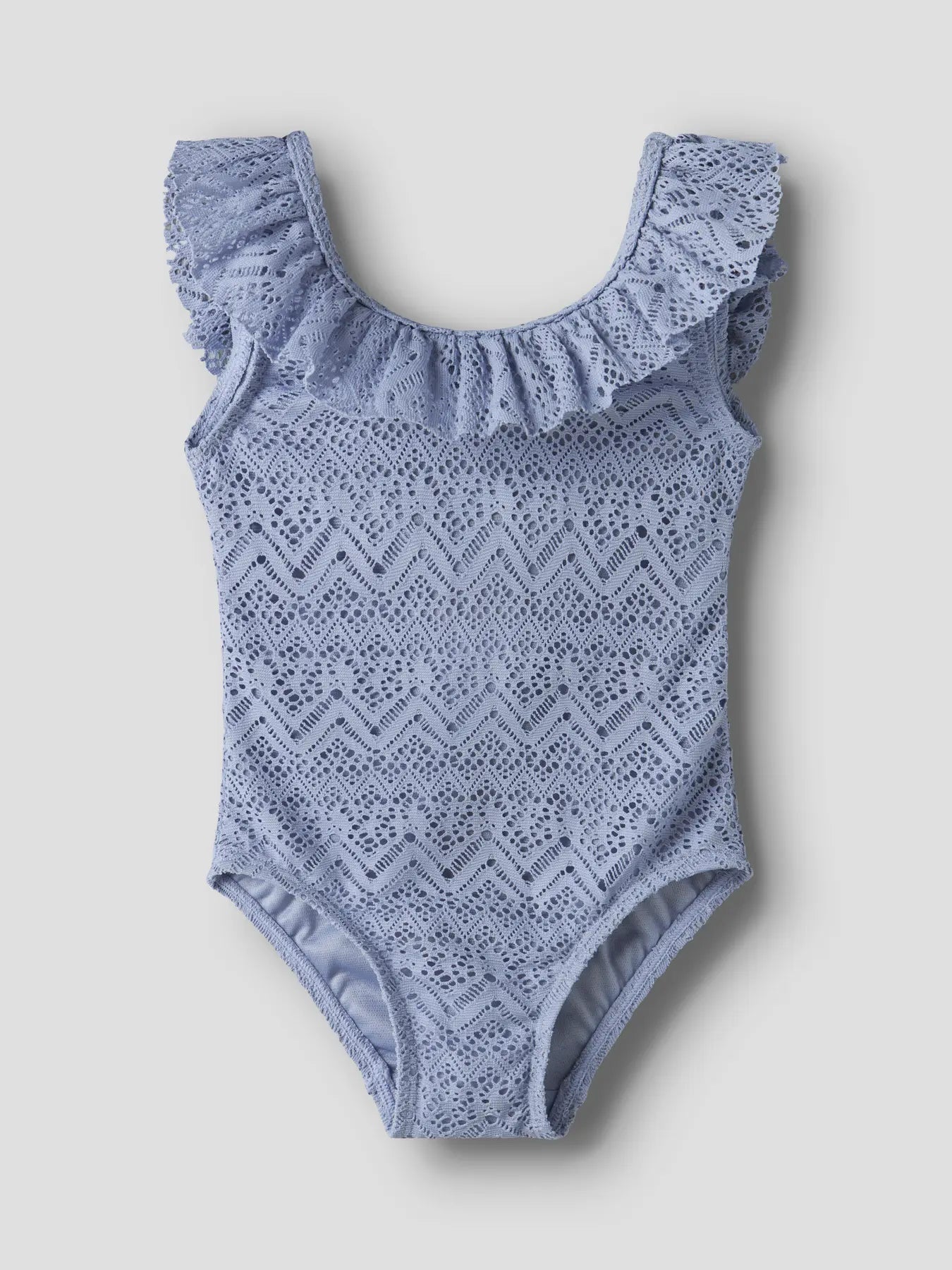 Kinder Badeanzug in Blau mit Rüschen von Lil’Atelier, erhältlich bei Bärechind in Winterthur, Zürich, Schweiz